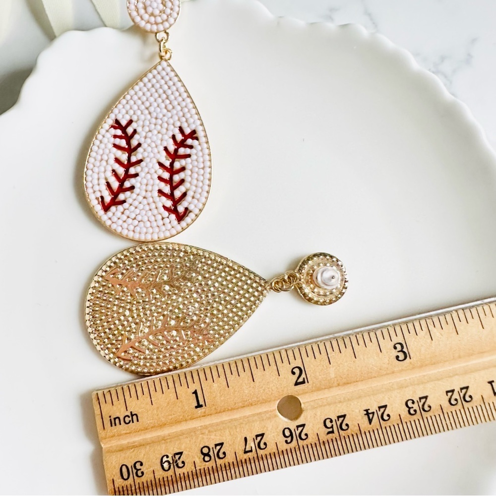 2/$30🌵 Baseball Stone Teardrop Earrings Ball Sports Baseball Season Team NEW - Picture 7 of 8